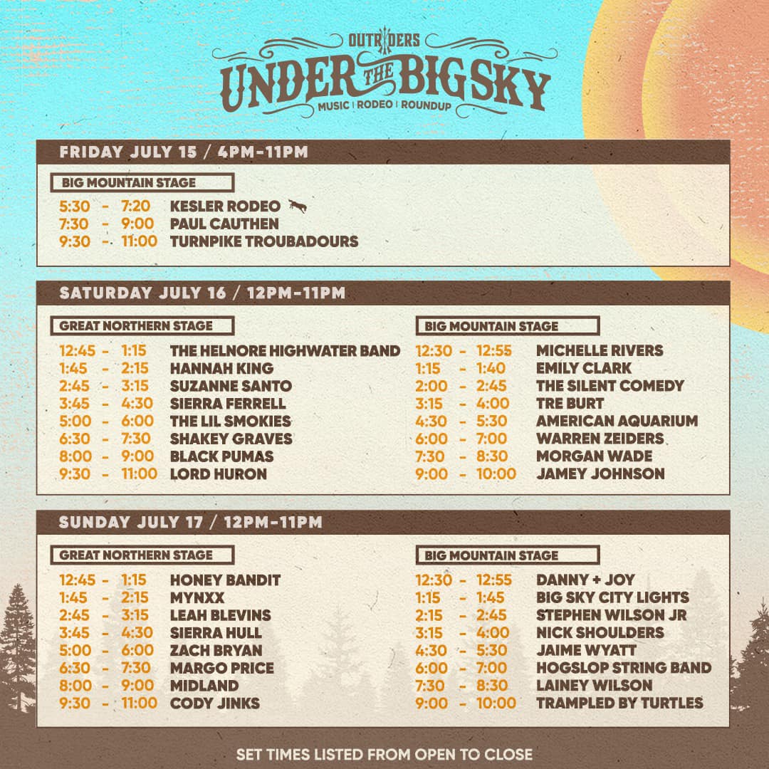 Under Big Sky Schedule